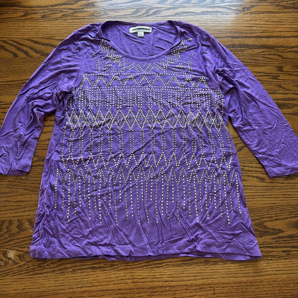 Laura Ashley Bedazzled Purple Shirt Medium